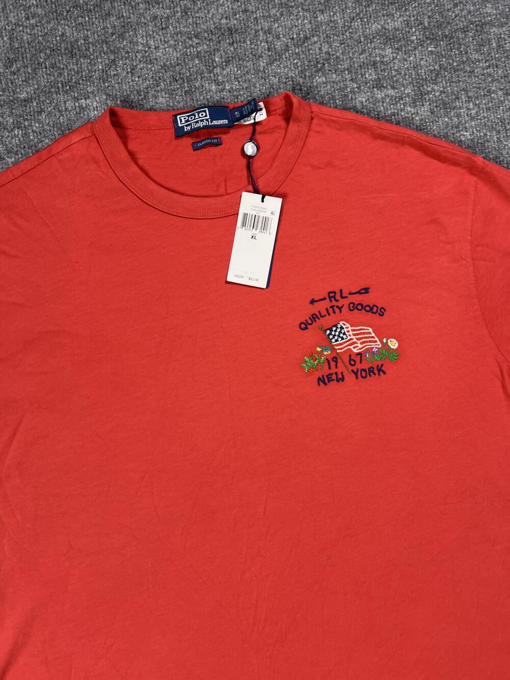 Polo Ralph Lauren Shirt Red Quality Goods Flag 1967 New York Mens Extra Large